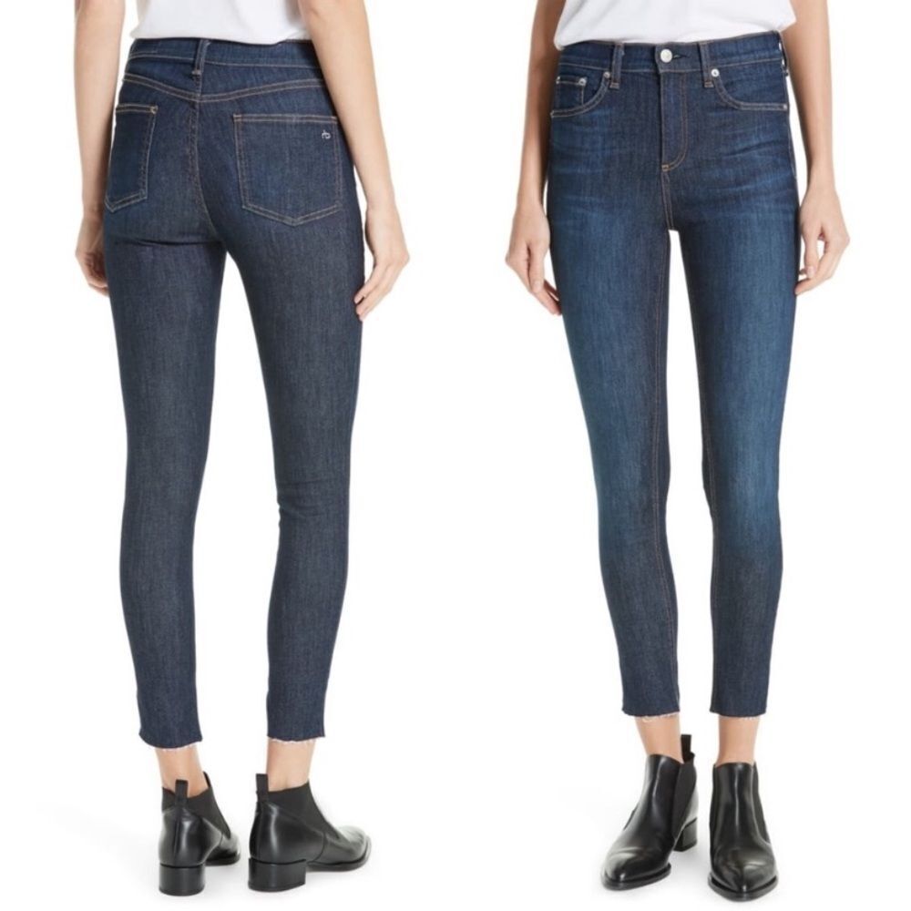 RAG & BONE High Waist Skinny Ankle Jeans Raw Hem Size 26